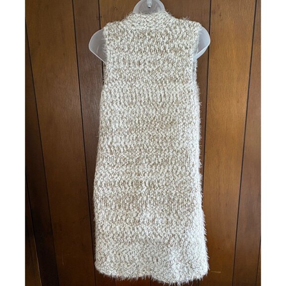 Marleylilly Vest‎ Womens XS-M Ivory Brown Heather Soft Open Front Hippie Boho - Picture 6 of 11